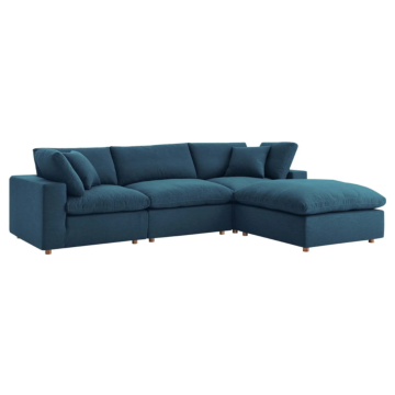 Modway Commix Down Filled Overstuffed 4 Piece Sectional Sofa Set-Azure