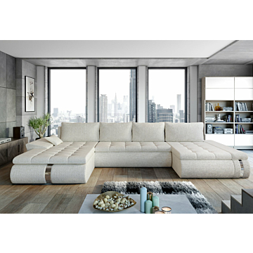 Cortex Fado Lux Sleeper Sectional Sofa, White Fabric